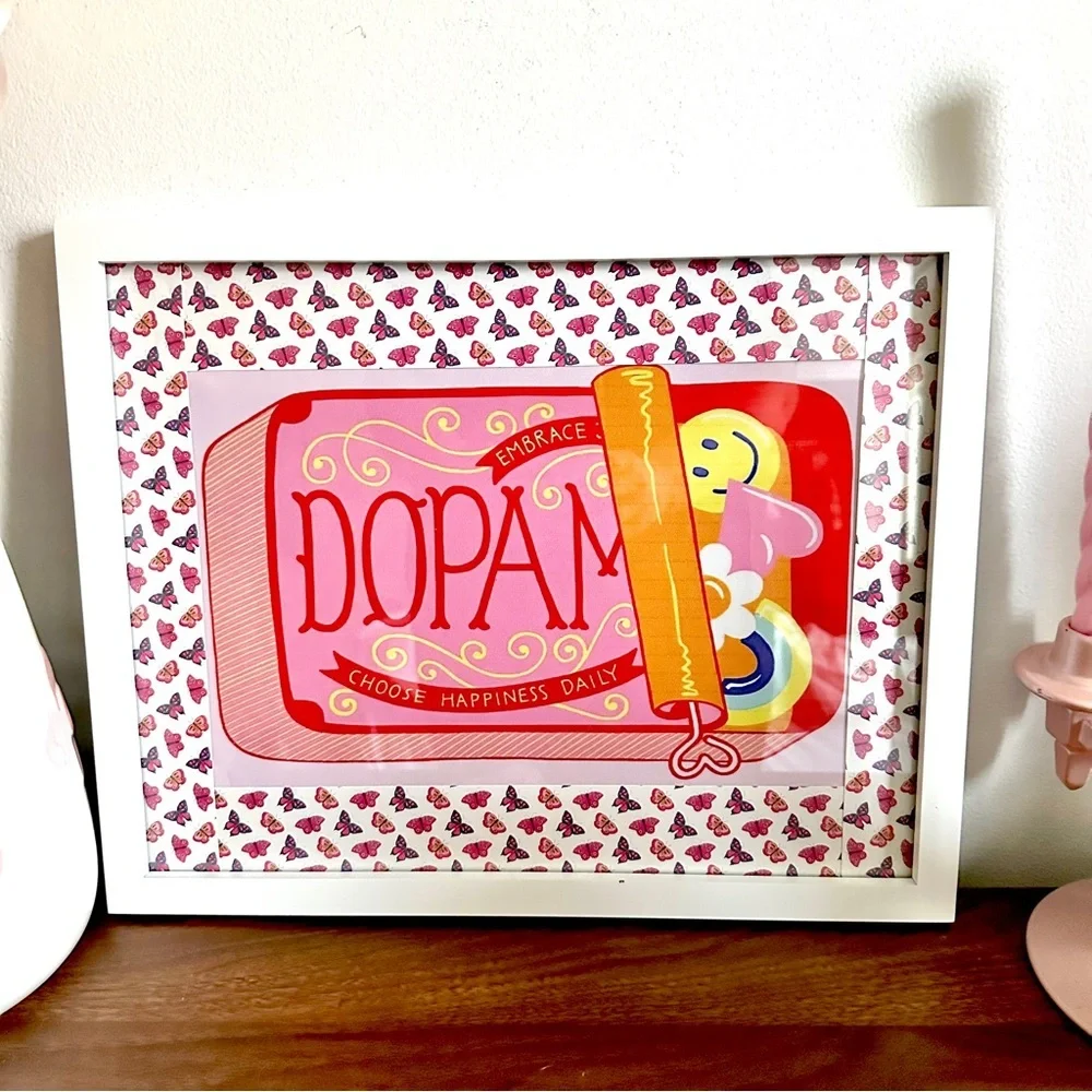 Dopamine Tin Canvas Print Butterfly Border Sardine Tin Happy Wall Art Framed